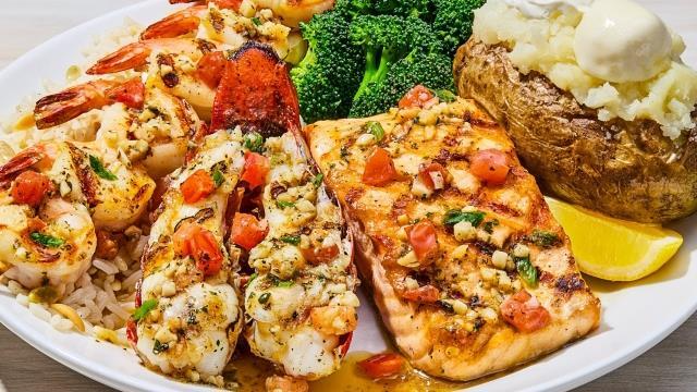 Grilled Lobster, Shrimp and Salmon